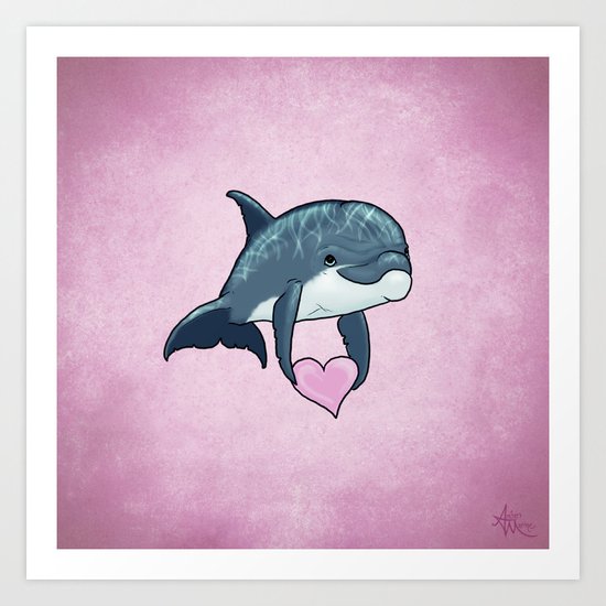 Love Ya! ~ Baby Dolphin ~ Pink Art Print