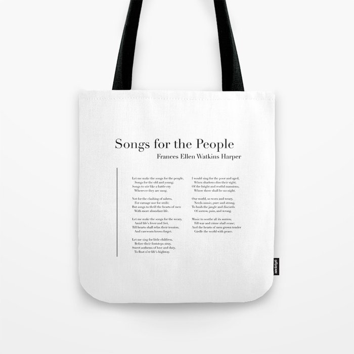 Songs for the People by Frances Ellen Watkins Harper Tote Bag