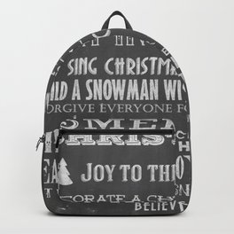 Christmas Chalk Board Typography Text Backpack | Merry, Handwriting, Chalkboard, Quote, Chalk, Christmas, Vintage, Retro, Xmas, Illustration 