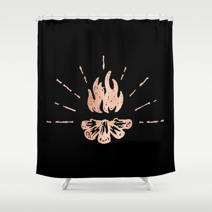 Campfire Rose Gold Flames Shower Curtain
