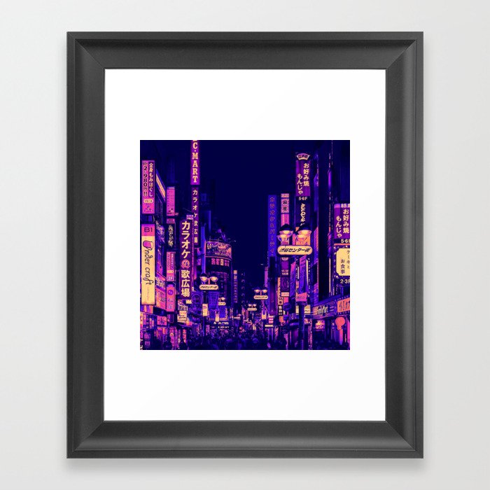 Neon City Alley Framed Art Print