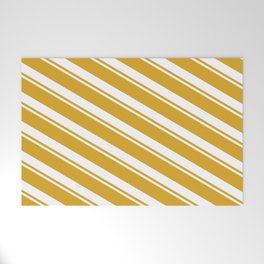 [ Thumbnail: Goldenrod and White Colored Stripes Pattern Welcome Mat ]