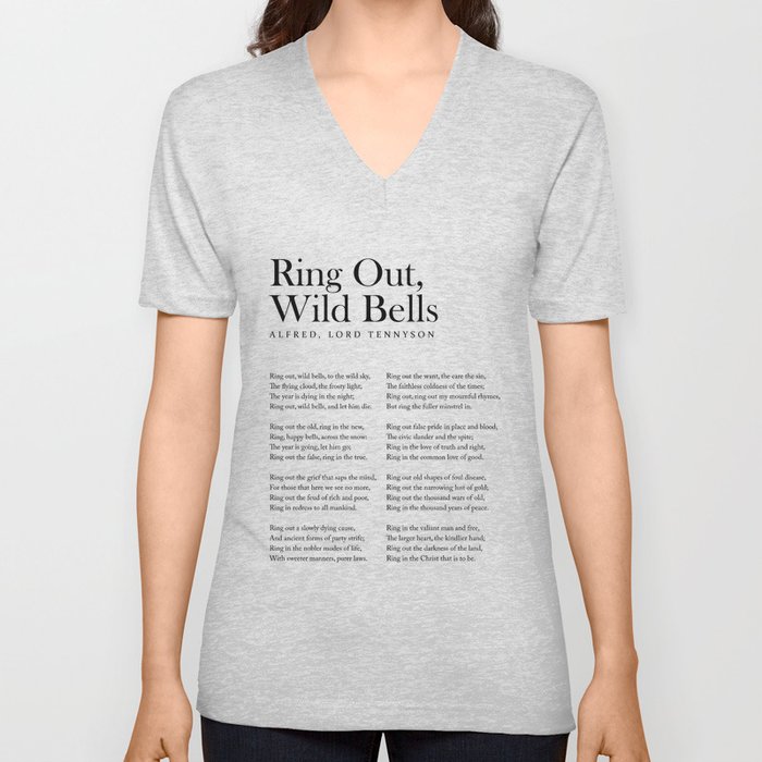 Ring Out, Wild Bells - Alfred, Lord Tennyson Poem - Literature - Typography Print 1 V Neck T Shirt