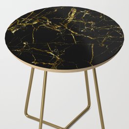 Golden Marble - Black and gold marble pattern, textured design Side Table