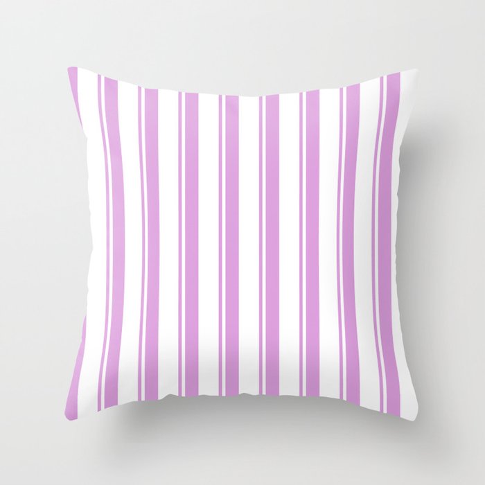 Plum & White Colored Lined/Striped Pattern Throw Pillow