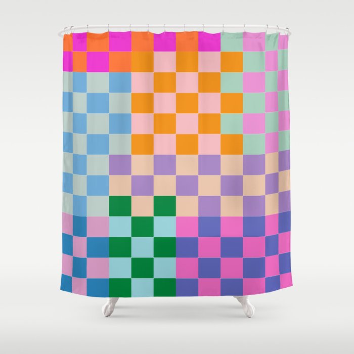 Checkerboard Collage Shower Curtain