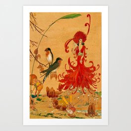 “Red Feathers” Pixie O’Harris (1922) Art Print