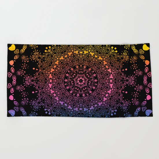Harlequin Fantasy Mandala Beach Towel