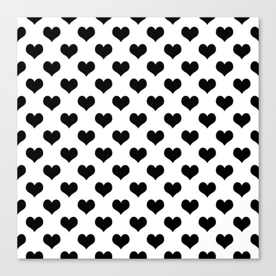 White Black Hearts Minimalist Canvas Print
