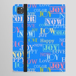 Enjoy The Colors - Colorful typography modern abstract pattern on Azure blue color iPad Folio Case