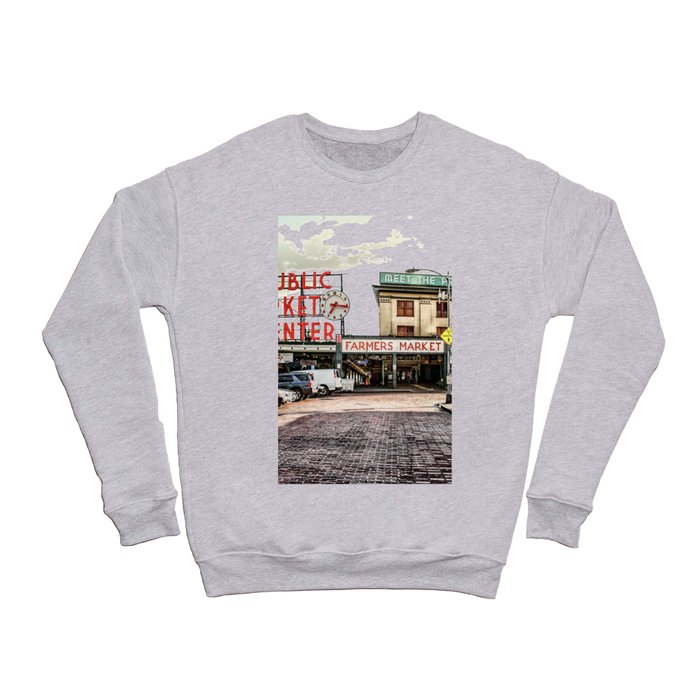 Crewneck Sweatshirt | Seattle Pike Place Market by Lisa Elliott Photography - Full Front Graphic - Athletic Heather - XX-Large - Society6