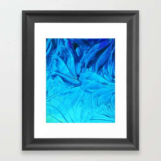 PETAL PINWHEELS, Revisited - Indigo Royal Blue Turquoise Floral Pattern Swirls Ocean Water Flowers Framed Art Print