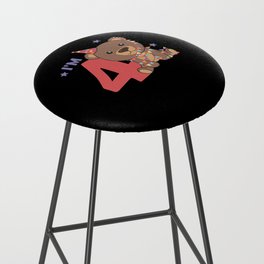 Fourth Birthday Bear For Kids 4 Years Old Bar Stool