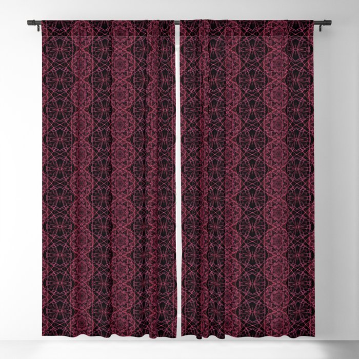 Liquid Light Series 13 ~ Red Abstract Fractal Pattern Blackout Curtain