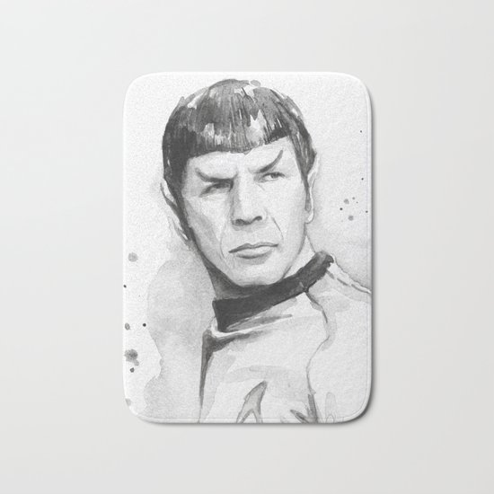 Spock Portrait Watercolor Sci-fi Geek Art Bath Mat