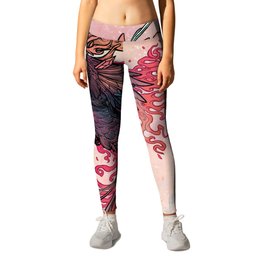 Phoenix Leggings | Drawing, Fire, Bird, Phoenix, Cryptid, Animal, Mythical, Psychedelic, Flowing, Curated 
