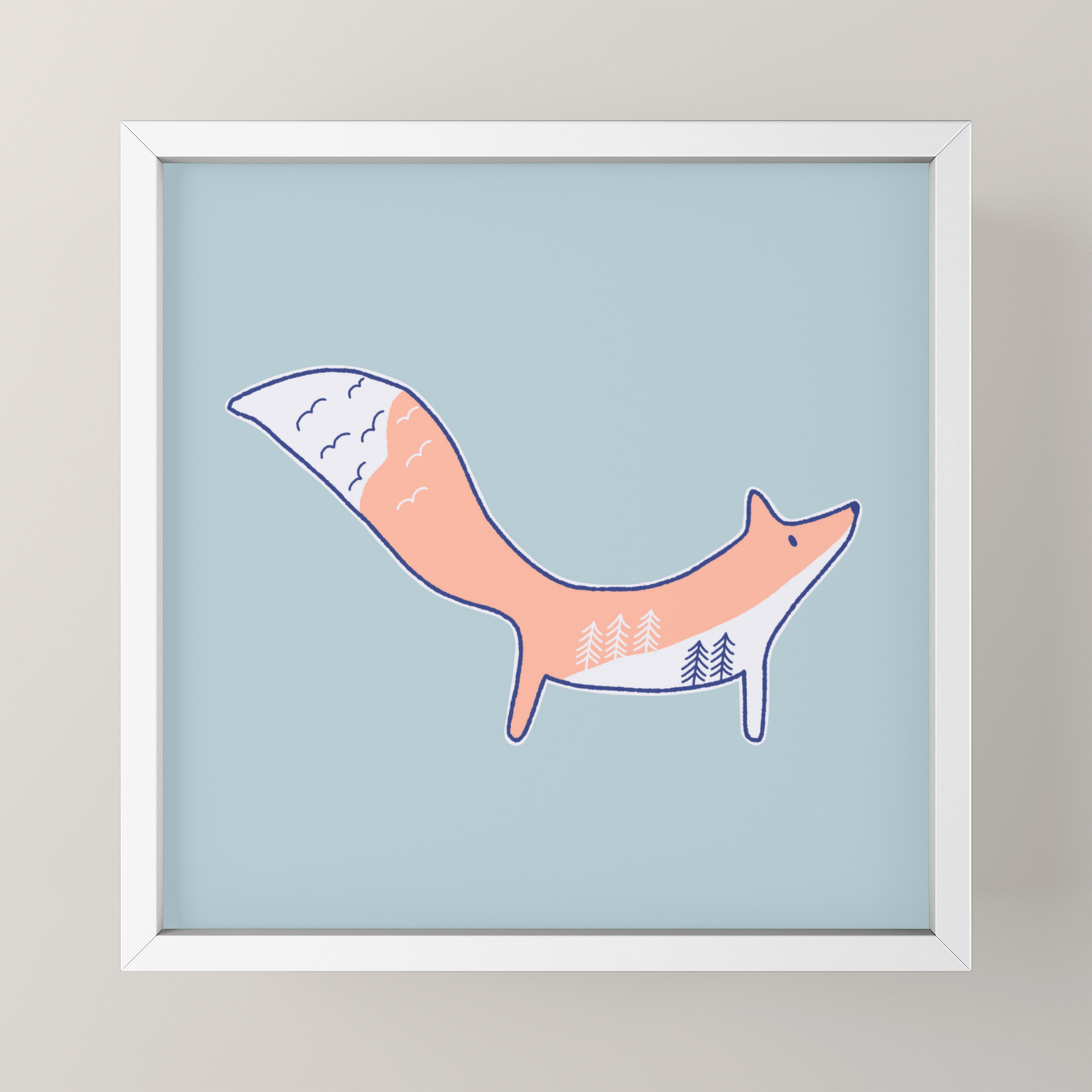 Forest In Fox Minimalistic Linedrawing Woodland Anim Framed Mini Art Print By Snowpuppe Society6
