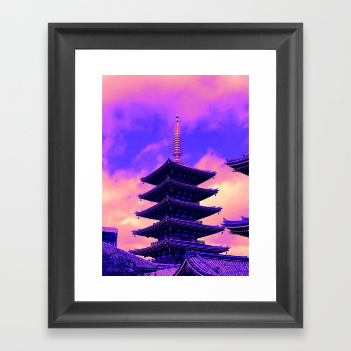 Tokyo Neon Temple Framed Art Print