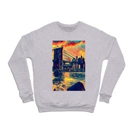Brooklyn Bridge and Manhattan skyline in New York City Crewneck Sweatshirt