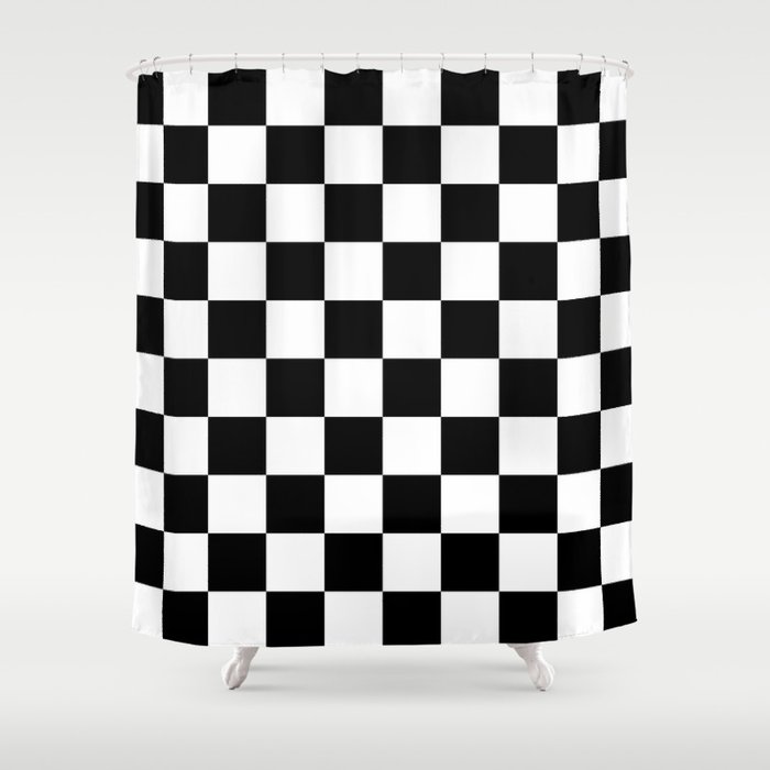 Black White Checkered Pattern Shower Curtain By Lainey1978
