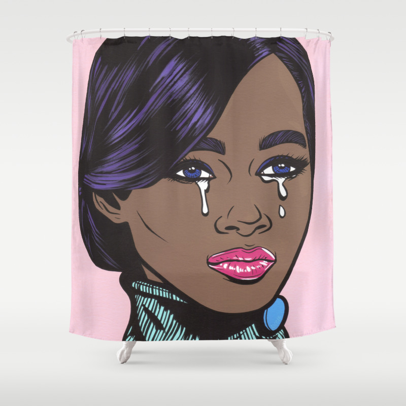 Crying Pastel African American Woman Shower Curtain By Turddemon