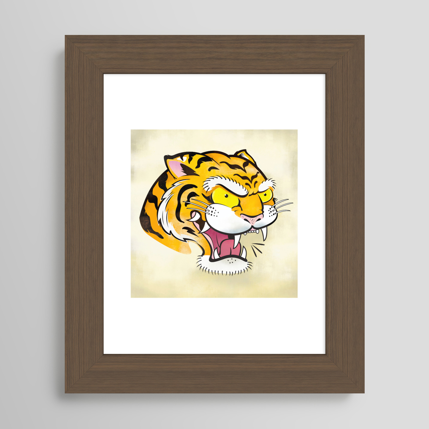 Tiger Tattoo Flash Framed Art Print by C Barrett | Society6