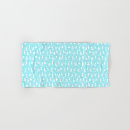 Merry christmas- abstract winter pattern with white trees and snow Hand & Bath Towel