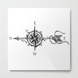 Compass with Arrow (Tattoo stule) Metal Print