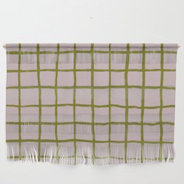 Chequered Grid - neutral tan and olive green Wall Hanging