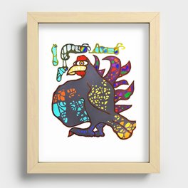 A rooster eats virus Recessed Framed Print