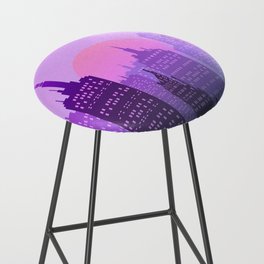 Abstract Violet Lilac Pink Gradient City Buildings Bar Stool