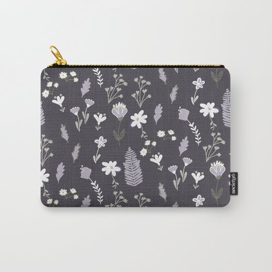 Dark Pastel Violet Flower Pattern Carry-All Pouch