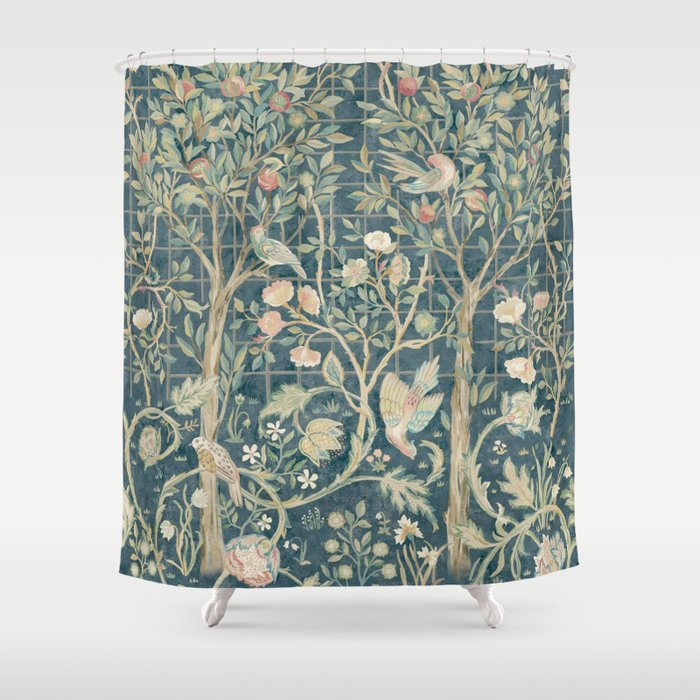 William Morris Vintage Melsetter Indigo Rose  Shower Curtain