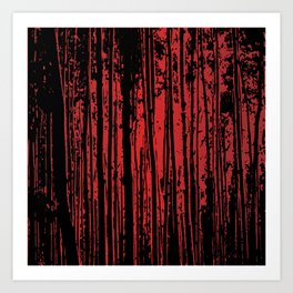 Red Tree Silhouettes Art Print