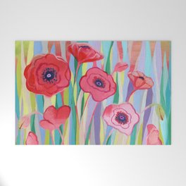 Groovy Poppies Welcome Mat