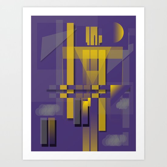 Purple Slices Yellow Art Print