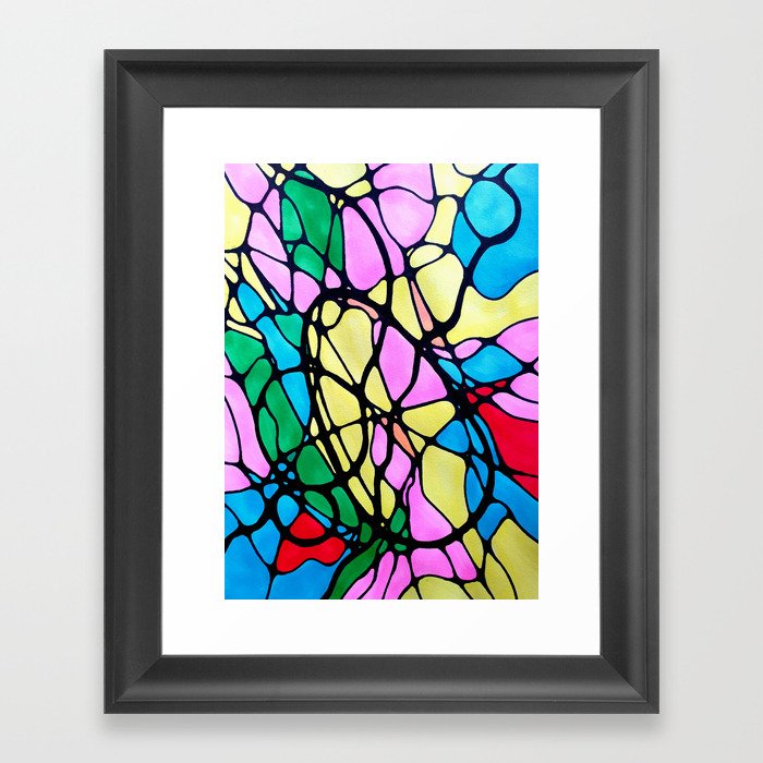 Neurographic pattern with a circles and variety shapes by MariDani Framed Art Print