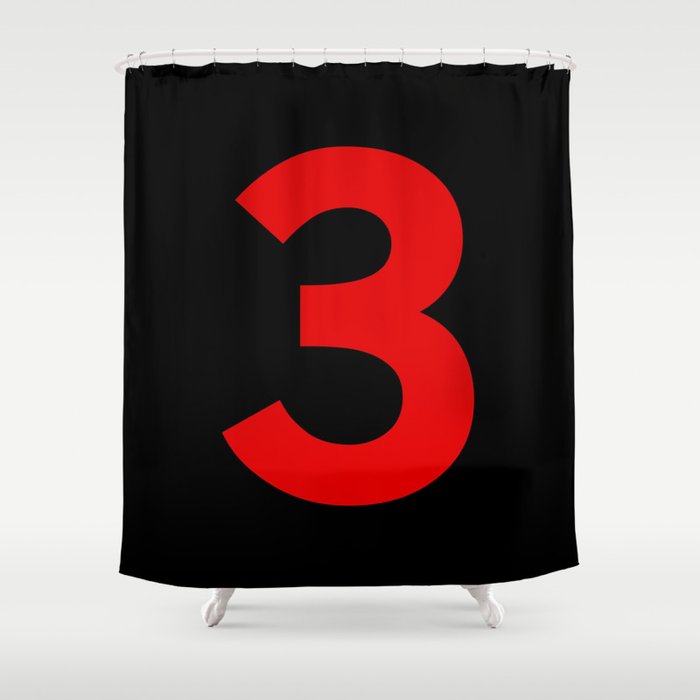 Number 3 (Red & Black) Shower Curtain
