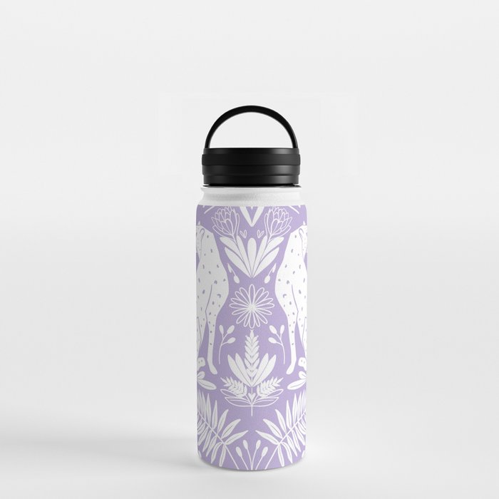Lilac/ purple modern folk style cheetah jungle print  Water Bottle