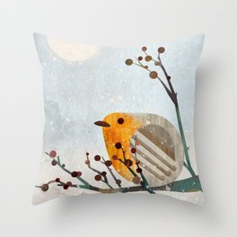 Winter Robin Throw Pillow