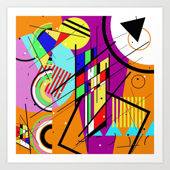Crazy Retro 2 Abstract Geometric Random Collage Art Print By