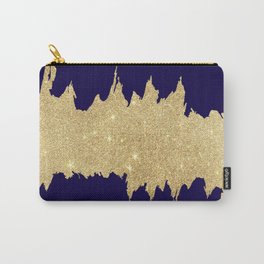 Modern abstract navy blue gold glitter brushstrokes Carry-All Pouch