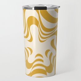 Abstract Groovy Retro Liquid Swirl Yellow Mustard Pattern Travel Mug