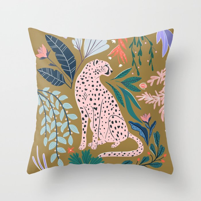 Modern cheetah jungle print Throw Pillow