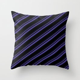 [ Thumbnail: Dark Slate Blue and Black Colored Striped Pattern Throw Pillow ]