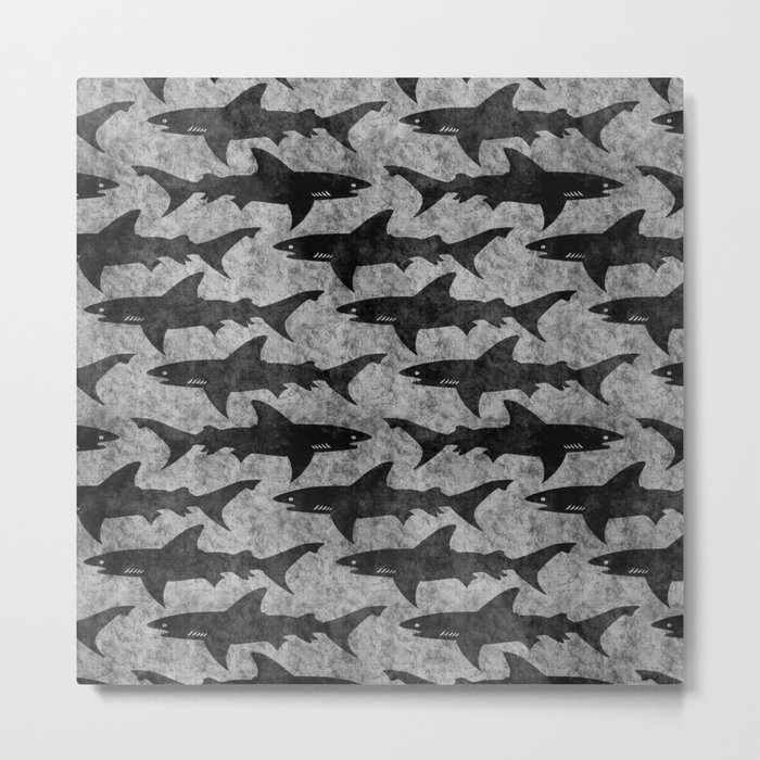 Gray and Black Shark Pattern Metal Print