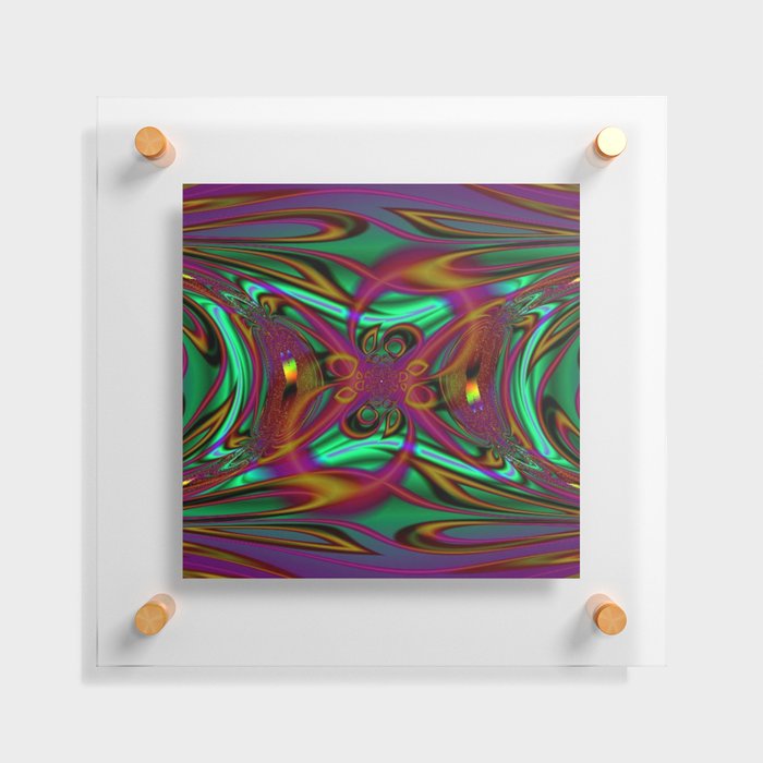 Trippy Green, Purple and Brown Fractal Swirls  Floating Acrylic Print