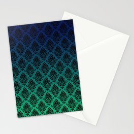 Black damask pattern gradient 7 Stationery Card