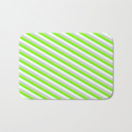 [ Thumbnail: Green, Mint Cream, and Light Gray Colored Stripes Pattern Bath Mat ]