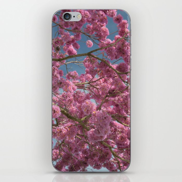 pink flora above iPhone Skin